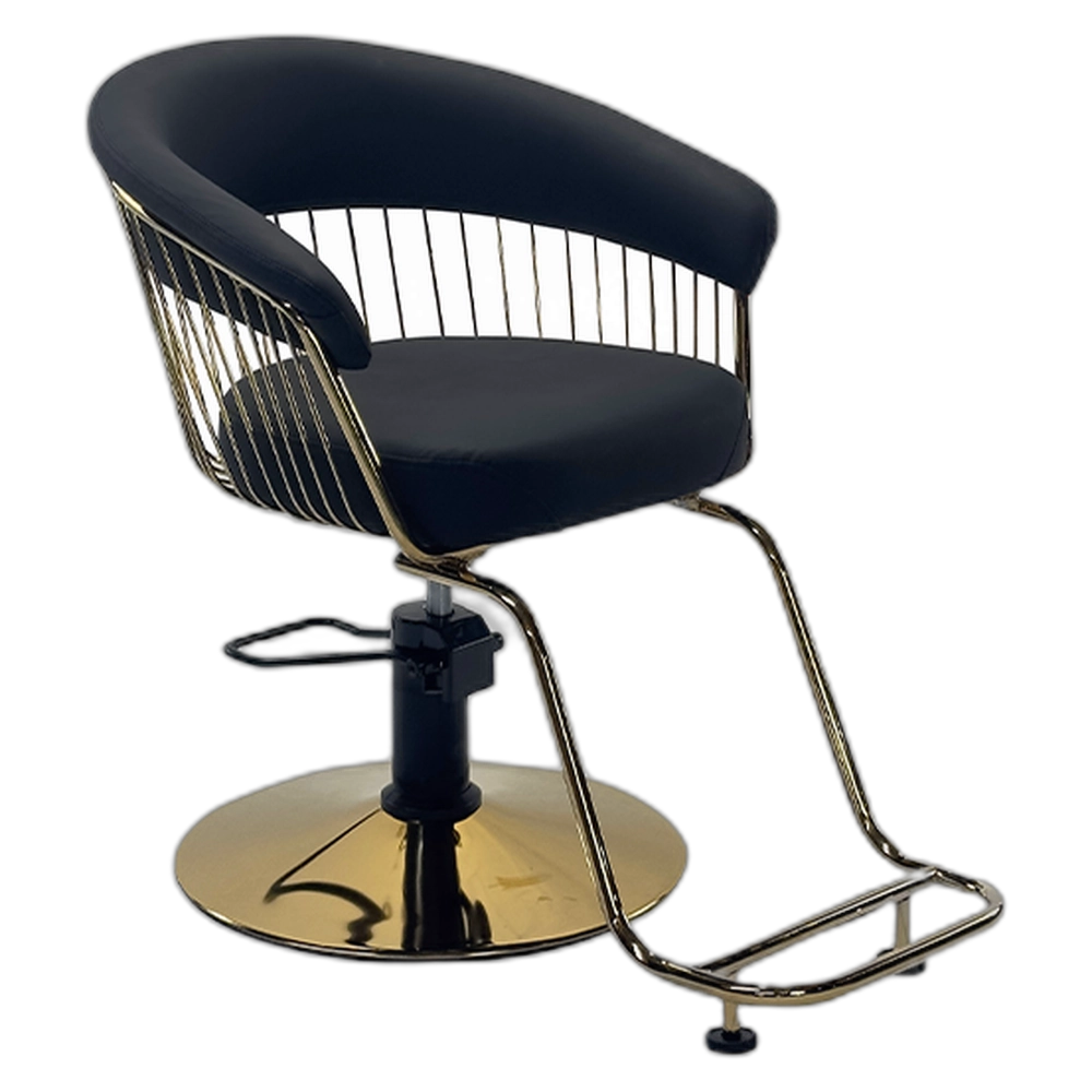 STARLING Styling Chair - Black with Gold & Footrest