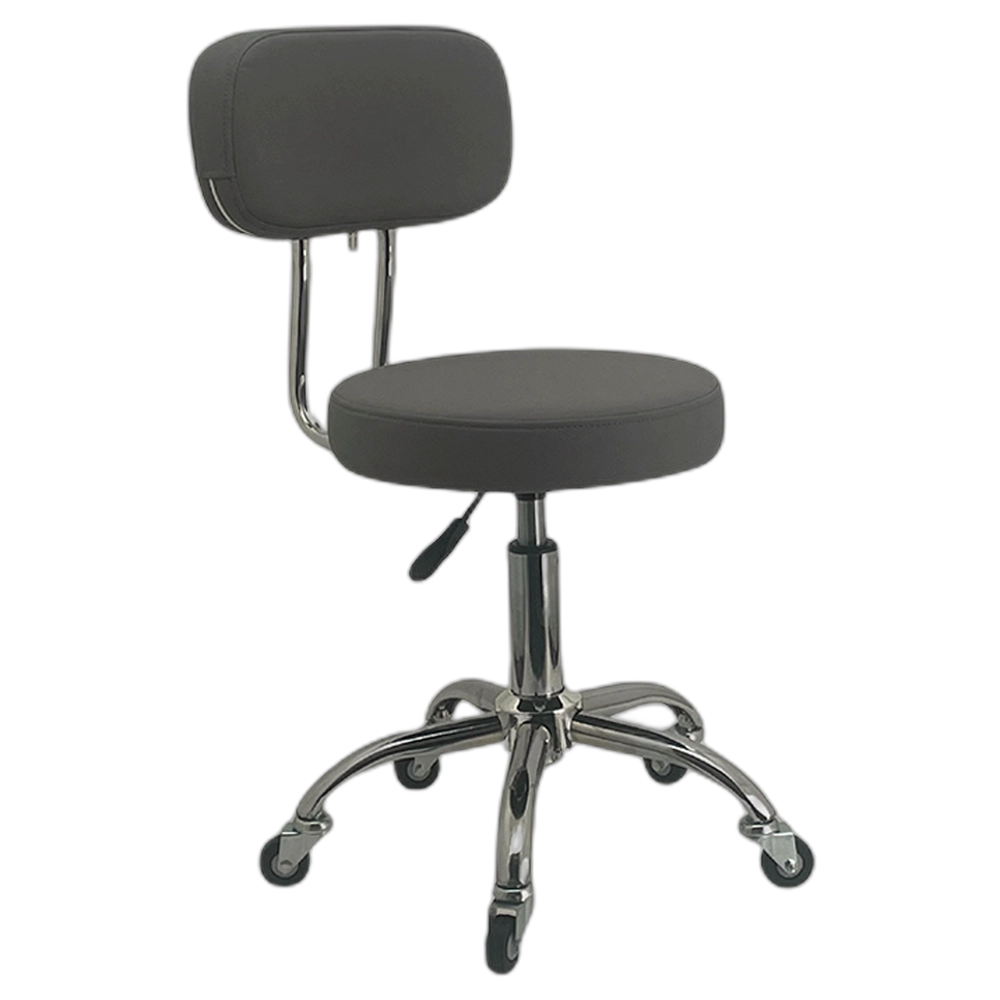 ELITE Stool - with Back   (Chrome & Grey)