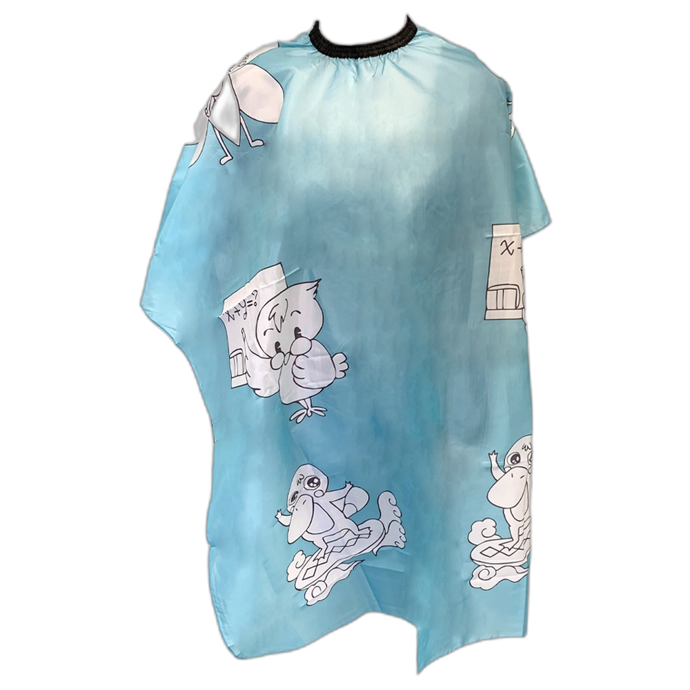 Cutting Cape - Kiddies Cape - Blue Cartoon and Side Clip