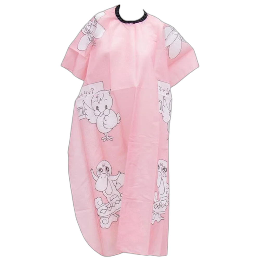 Cutting Cape - Kiddies Cape - Pink Cartoon with Slide Clip