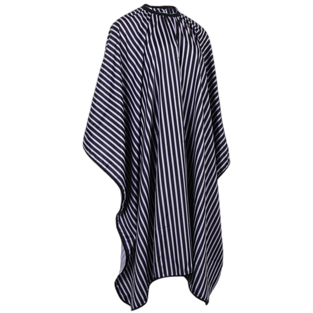 Cutting Cape Polyester - Black with White Stripes with Studs