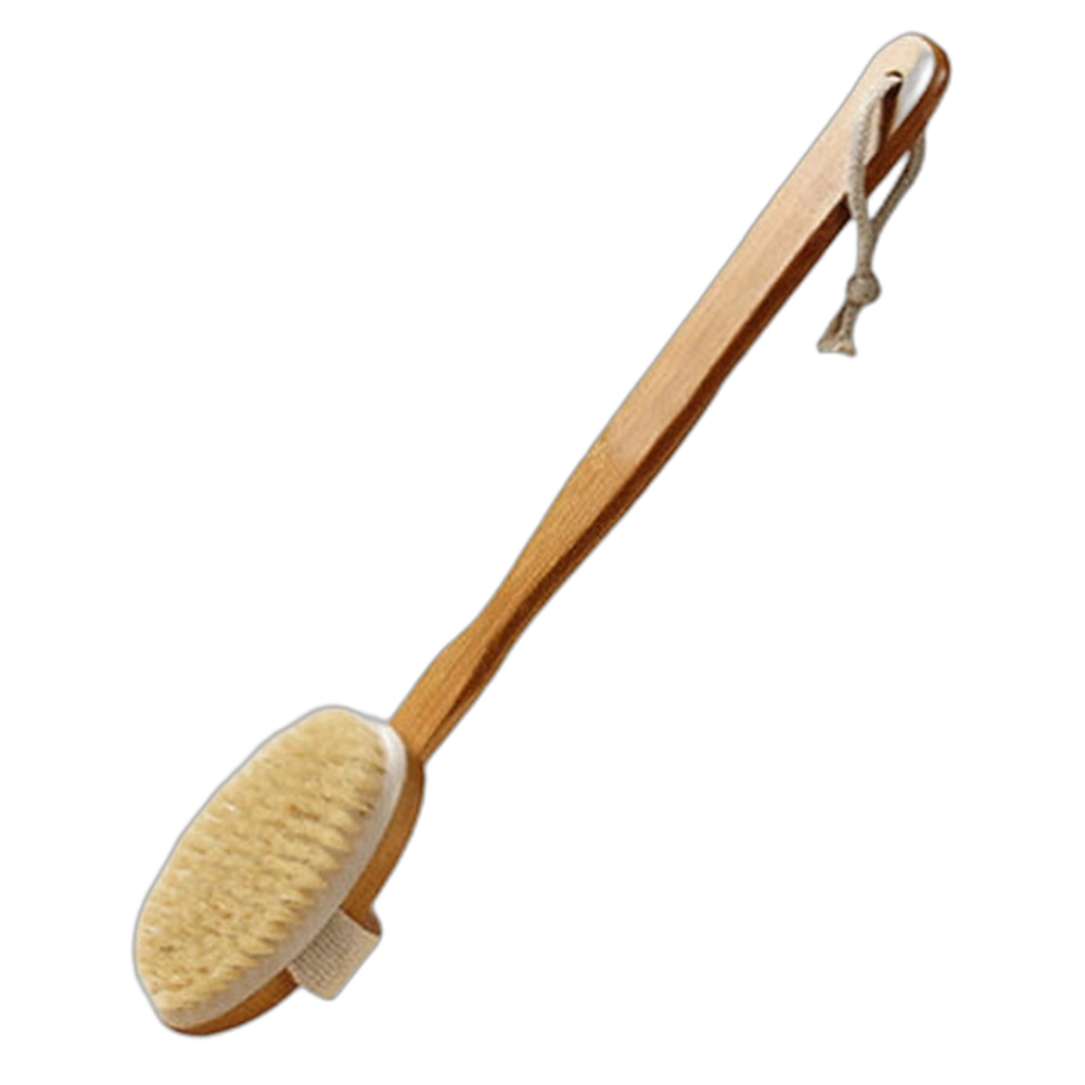 Natural Bristle Body Brush with Removable Handle