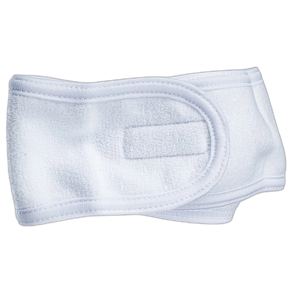 Head Band Toweling with Velcro & Ribbing - White (Imported)
