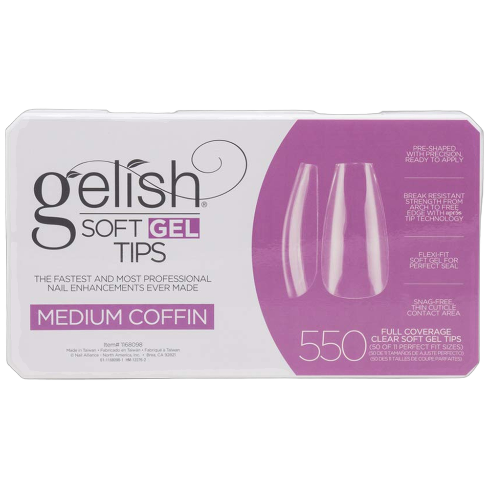 ***Soft Gel Tips - Medium Coffin 550pk - Gelish