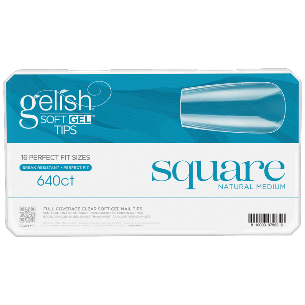 Soft Gel Tips - Square Medium 640pk - Gelish