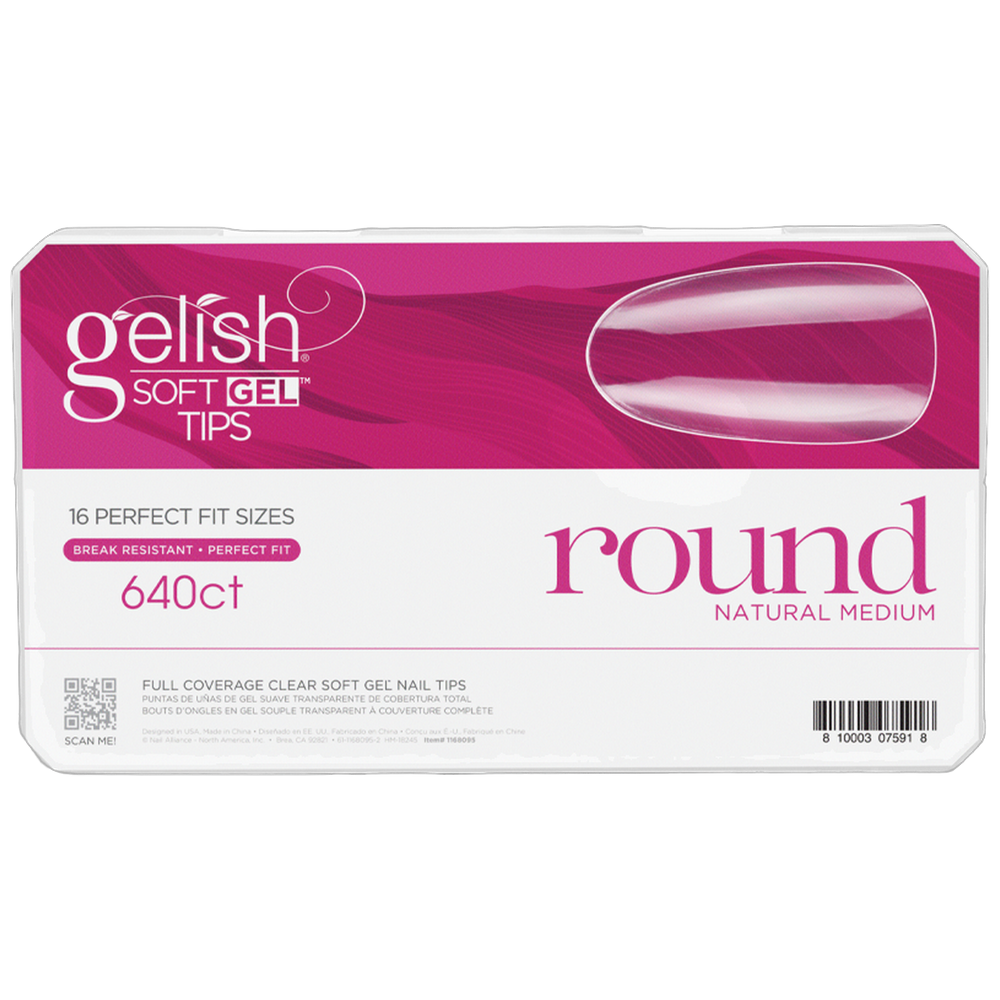 Soft Gel Tips - Medium Round 640pk - Gelish