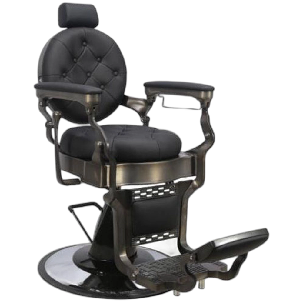 CALICO JACK Barber Chair - Graphite Frame (Black Leather)