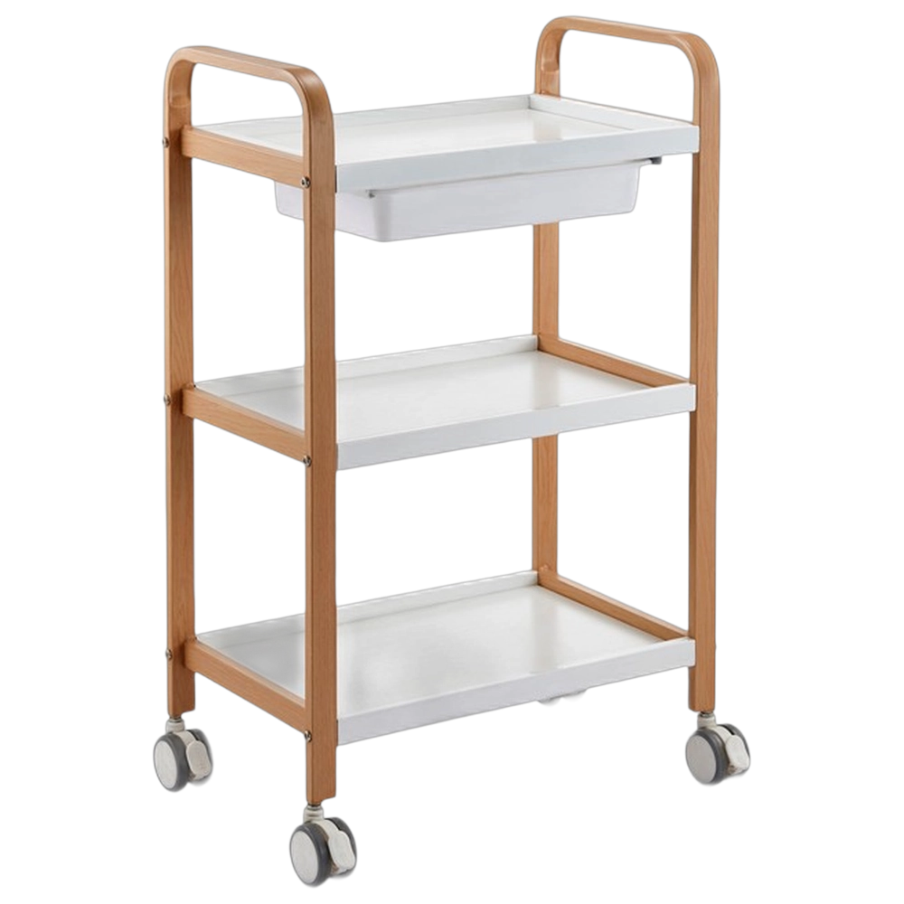 Beauty Trolley - 3 Tier (Wooden Shelves)