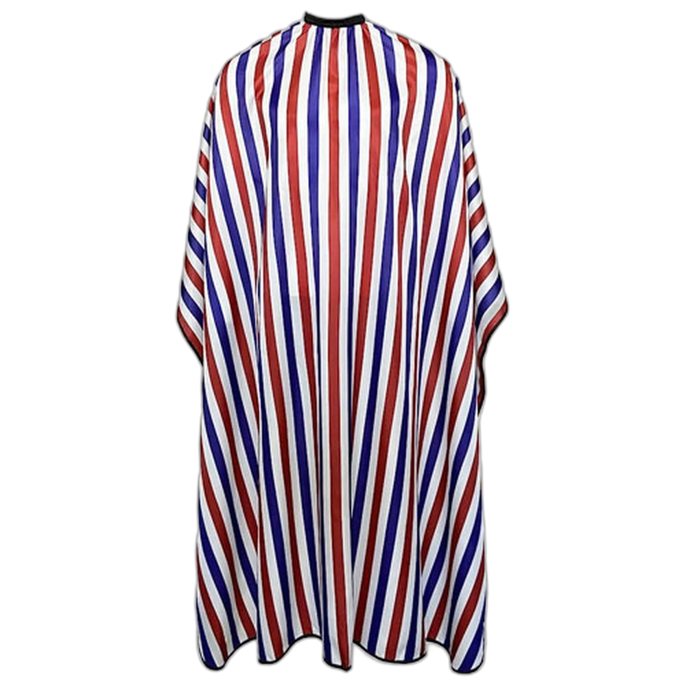 Cutting Cape Polyester - White/Red/Blue Stripes - Slide Clip