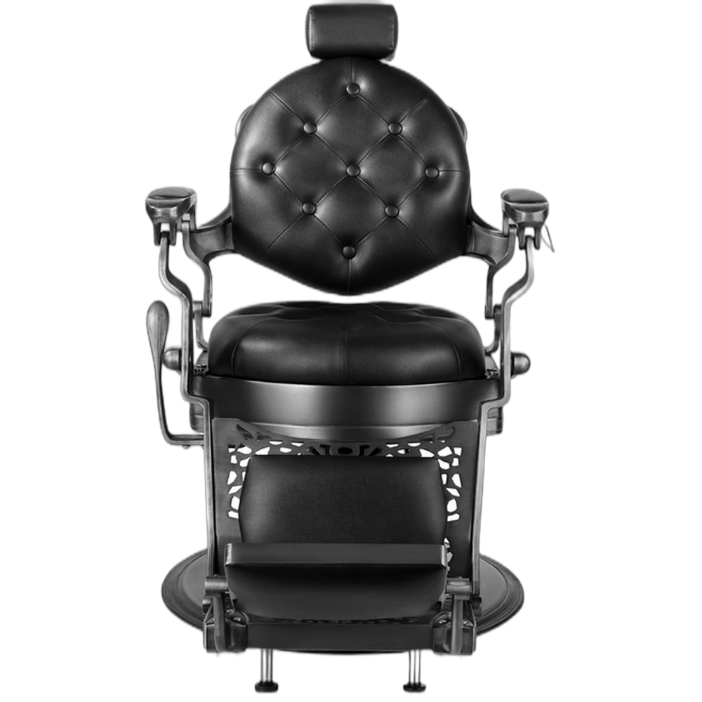 ***BARBOSSA Barber Chair - Black with Silver Frame