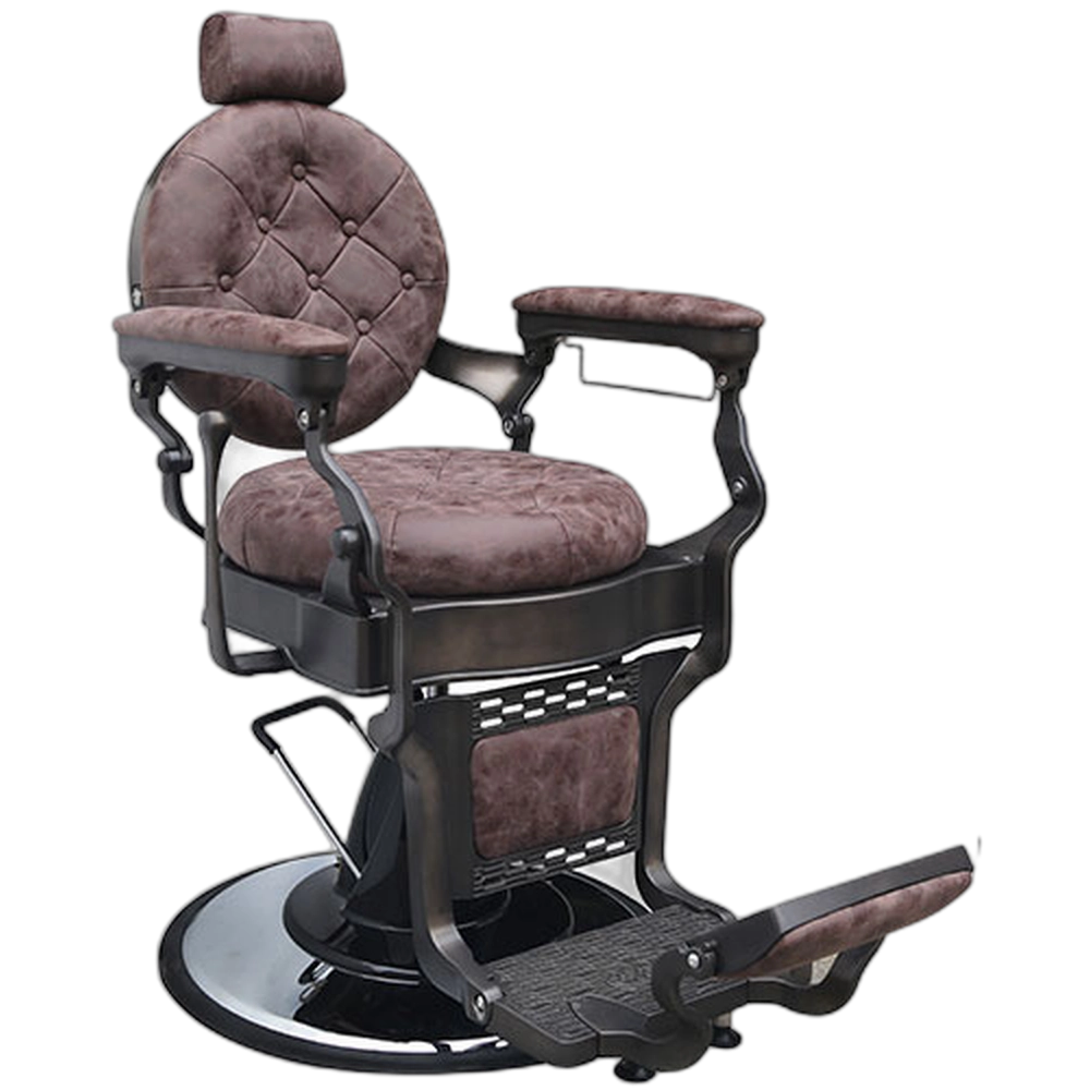 CALICO JACK Barber Chair - Graphite Frame (Redwood Leather)
