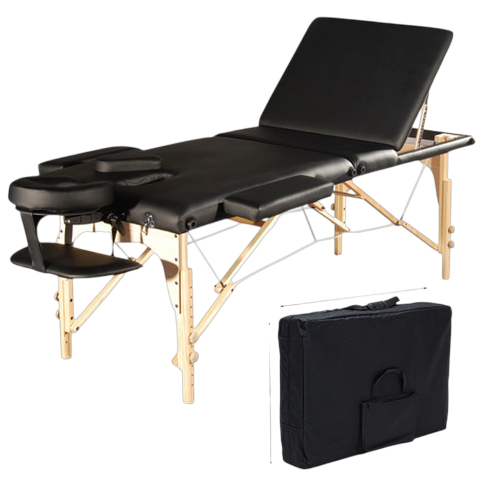 ***ORABI Wooden Portable Masage Bed (Black) Adj Head and Leg