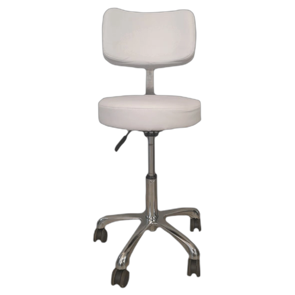 ***Stool - With Thick Back (White)