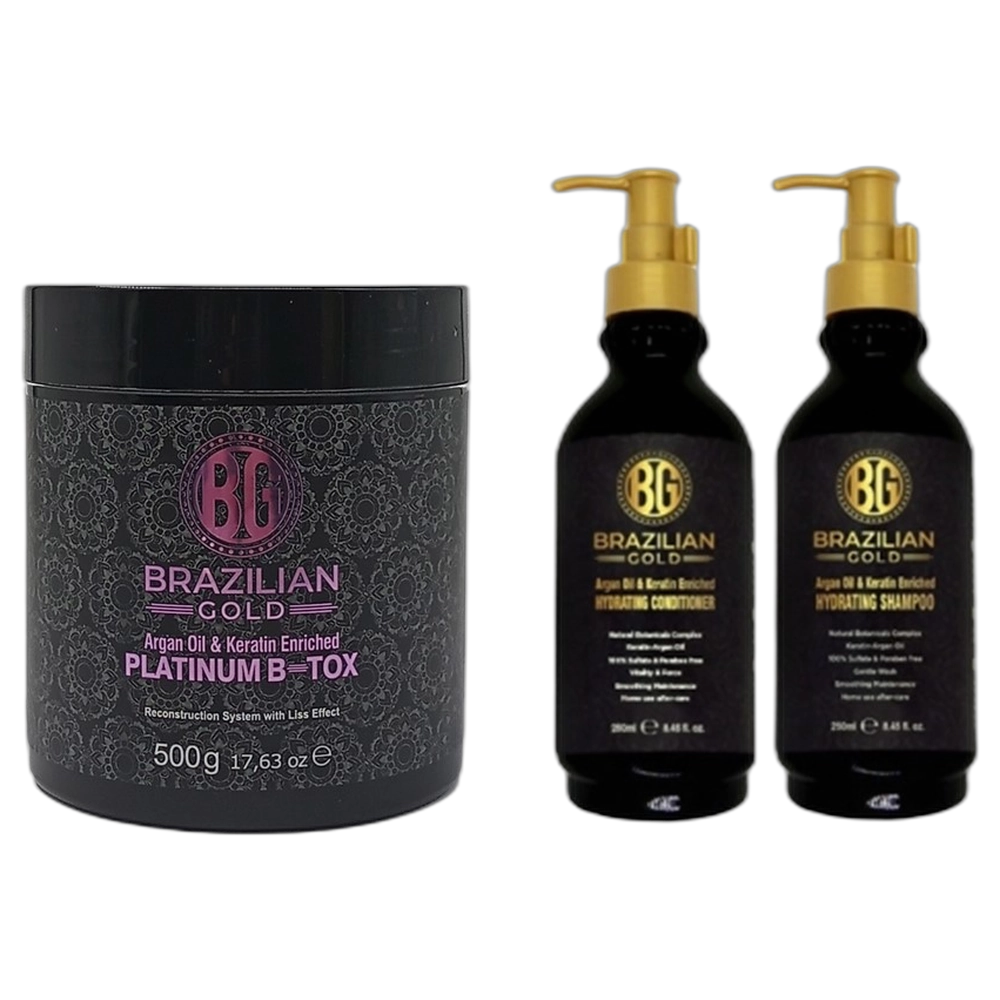 Brazilian Gold Combo-B-tox 500g Platinum,HomeCare Shamp&Cond