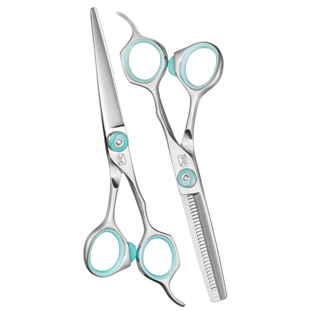 Razorline( AZURE) Scissor SET 5.5"- S/Steel (in GREEN Pouch)