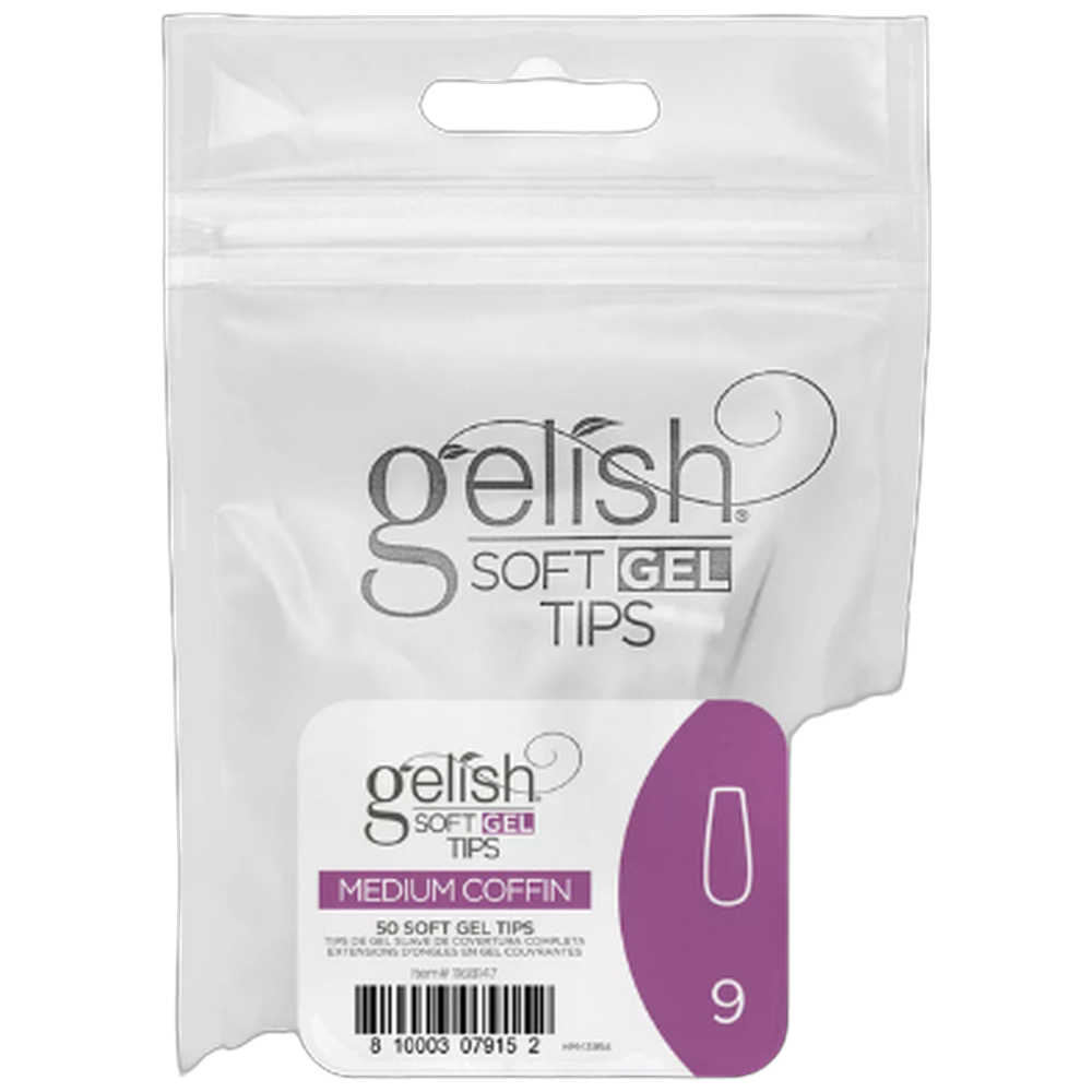 Soft Gel Tips - Medium Coffin 9 50pk Refill - Gelish