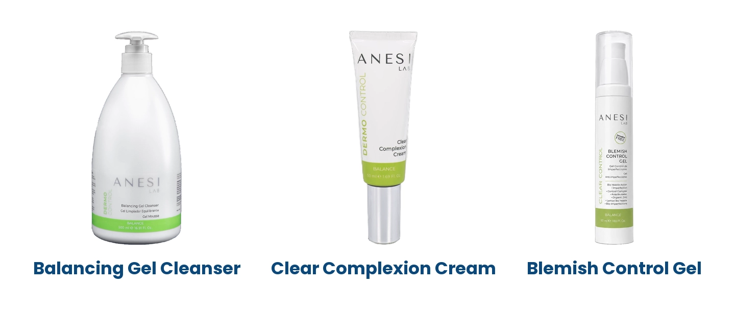 ANESI LAB Dermo Control Balancing Gel Cleanser, Clear Complexion Cream and Blemish Control Gel