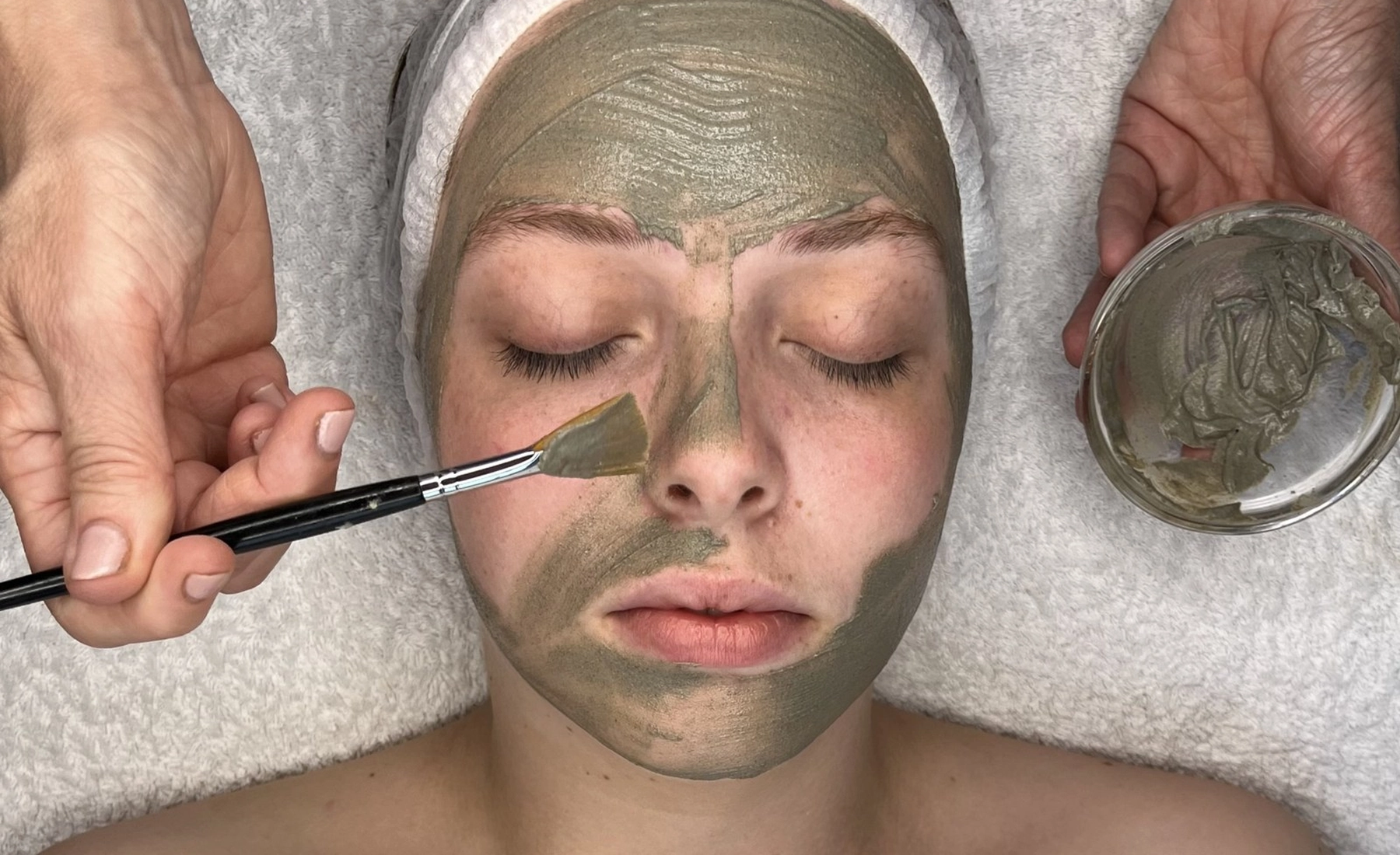 A Dermo Peel treatment being applied in the salon