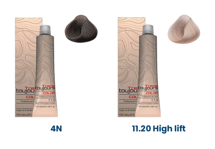 Toujours Cream Color 4N and 11.20 high lift