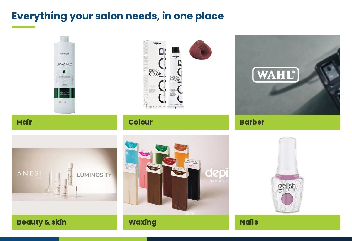Lime Light salon departments: hair, colour, barber, beauty and skin, waxing and nails