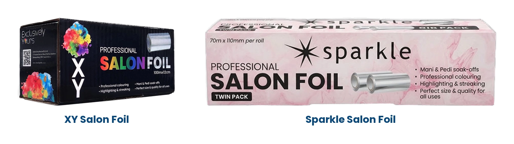 XY Professional Salon Foil and Sparkle Salon Foil boxes