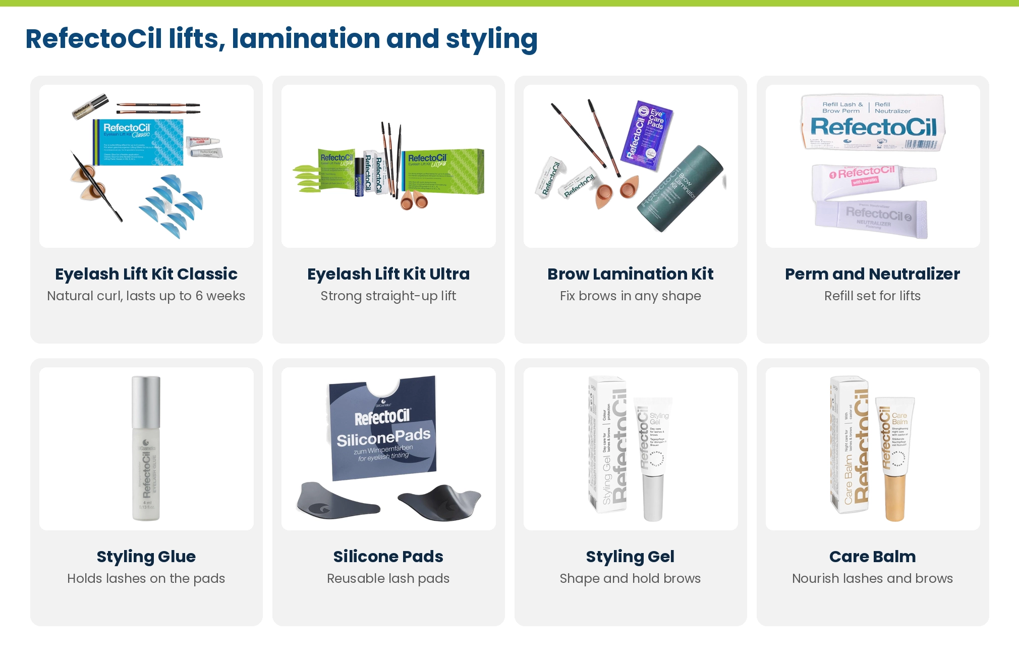 RefectoCil Eyelash Lift Kit Classic and Ultra, Brow Lamination Kit, Perm and Neutralizer, Styling Glue, Silicone Pads, Styling Gel and Care Balm