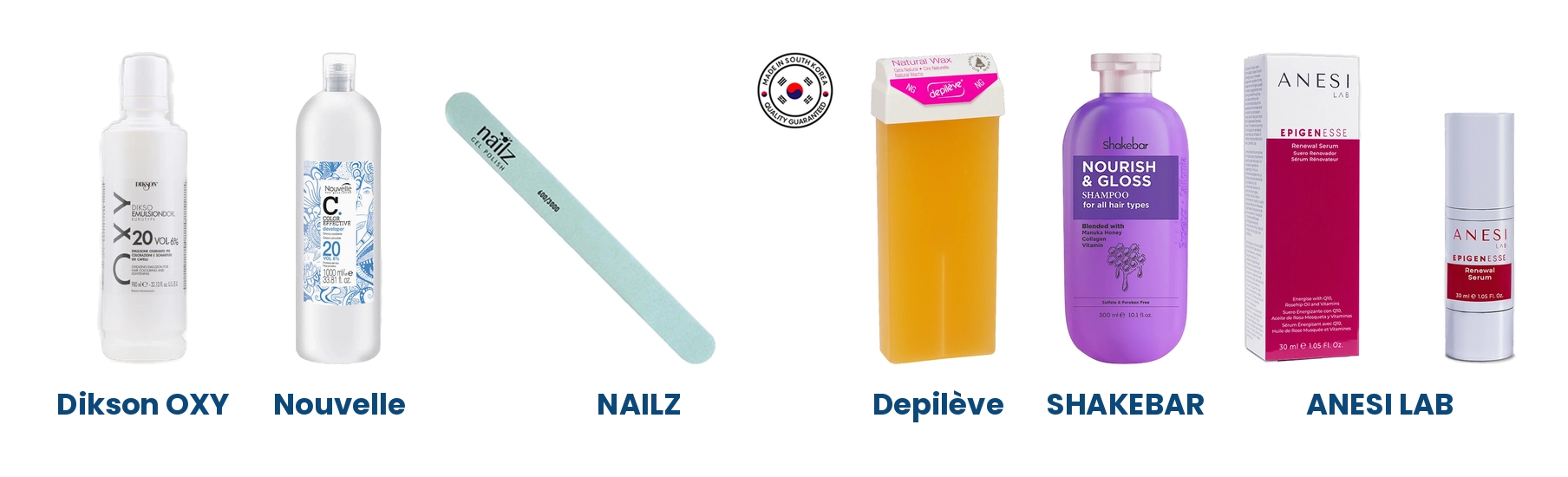 Brands available at Lime Light Boksburg: Dikson OXY, Nouvelle, NAILZ, Depilève, SHAKEBAR and ANESI LAB