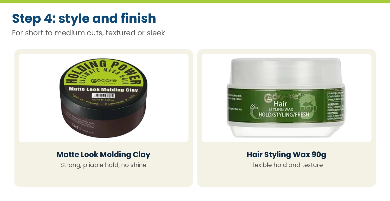 GoCare styling: Matte Look Power Molding Clay 120ml and Hair Styling Wax 90g
