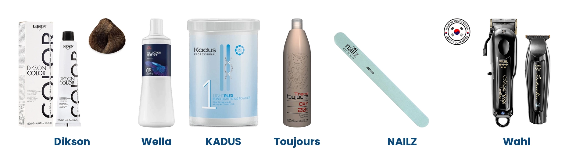 Brands available at Hands Down M5 Park: Dikson, Wella, KADUS, Toujours, NAILZ and Wahl