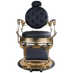 FFFCHAUNBL75 (Each) - CALICO JACK Barber Chair - Gold Chrome Frame (Black Leather)