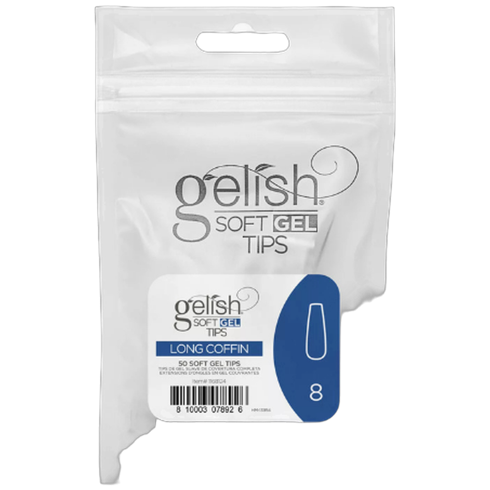 NHNNTIGEL047 Soft Gel Tips - Long Coffin 8 50pk Refill - Gelish - Image 1