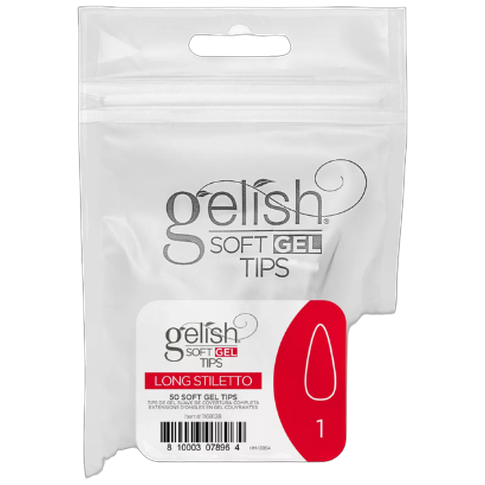 NHNNTIGEL051 Soft Gel Tips - Long Stiletto 1 50pk Refill - Gelish - Image 1