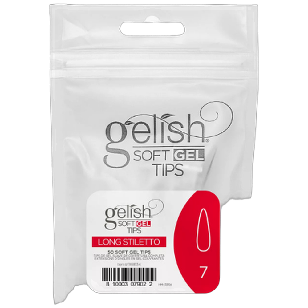 NHNNTIGEL058 Soft Gel Tips - Long Stiletto 7 50pk Refill - Gelish - Image 1